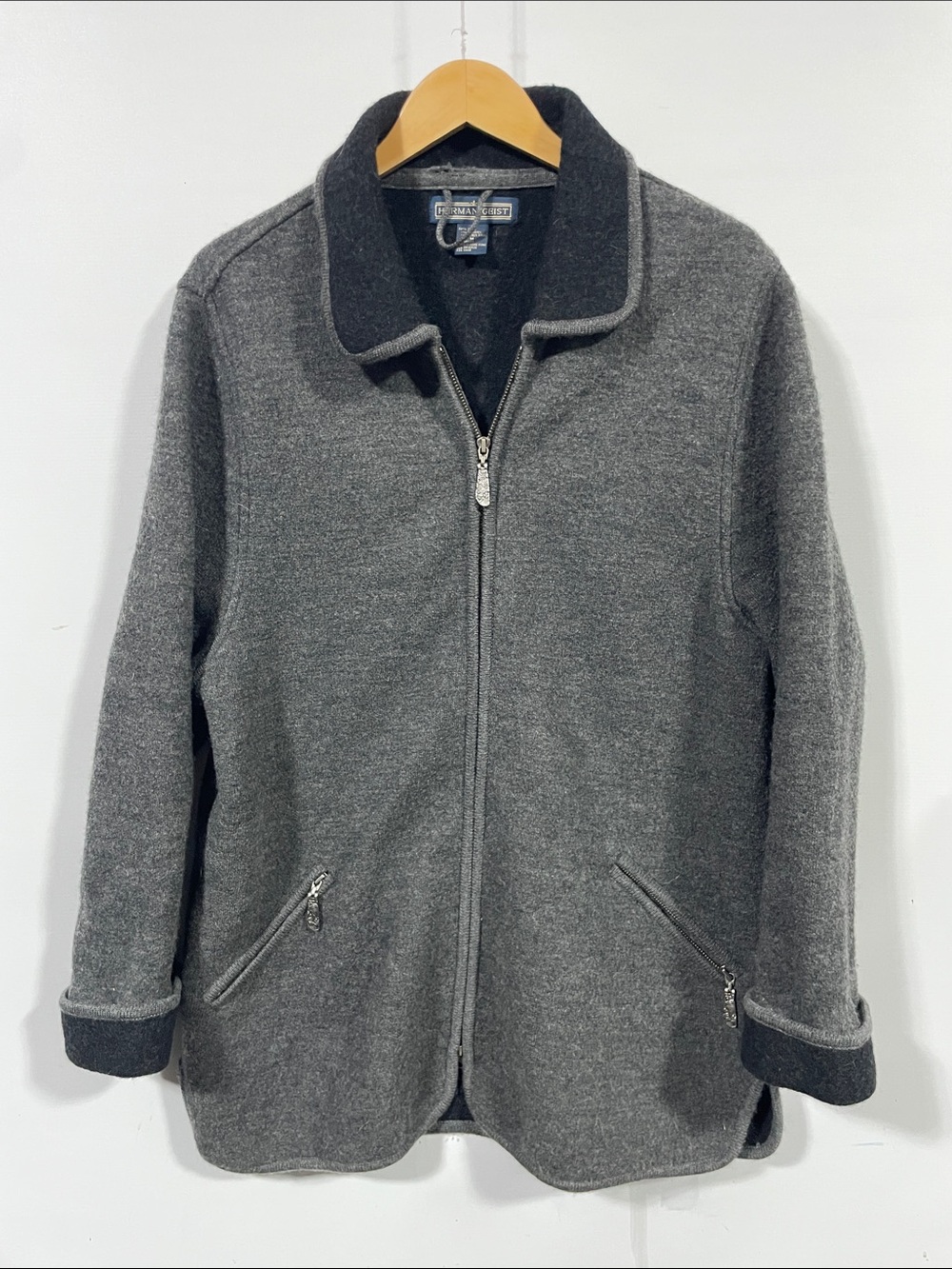 Gray Zip-Front Wool-Blend Peacoat — Commanders